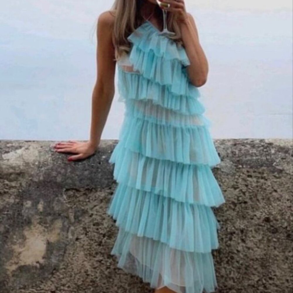 The Bar - Kai Dress Blue - Ruffle Tulle